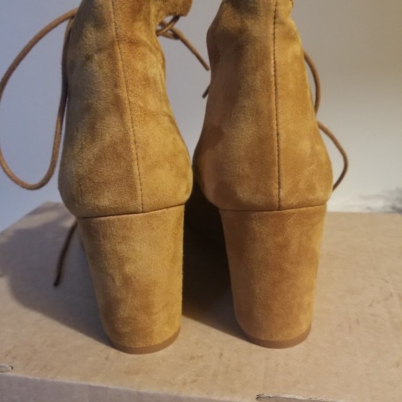 Zara- Lace up Suede Light Brown Wedges - Picture 4 of 5